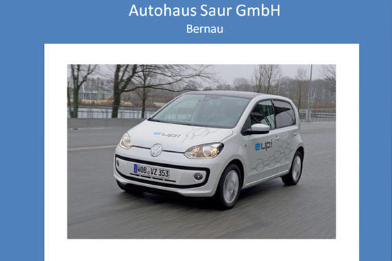 Eine Wochend-Probefahrt mit dem VW e-Up! - Autohaus Saur GmbH, Bernau