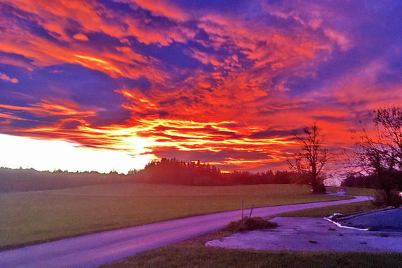Sonnenuntergang bei Prien-Stetten  Foto: Anton Hötzelsperger